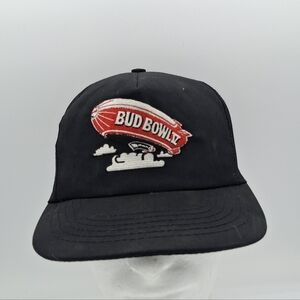 Vintage Bud Bowl Snapback Hat Black Stylemaster Budweiser 90s Cap